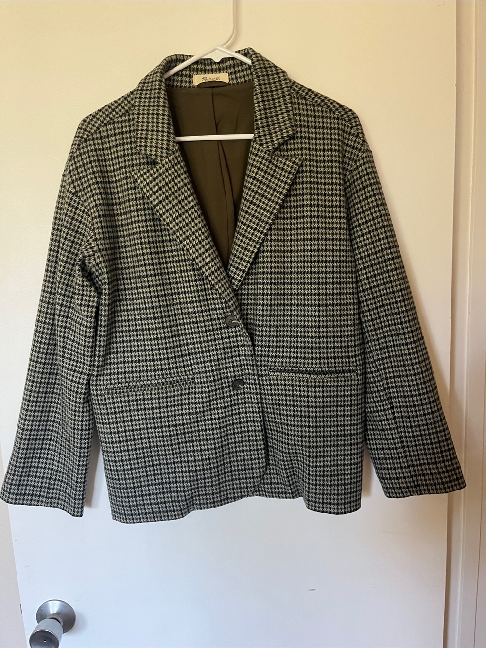 Madewell Black & White Houndstooth Blazer